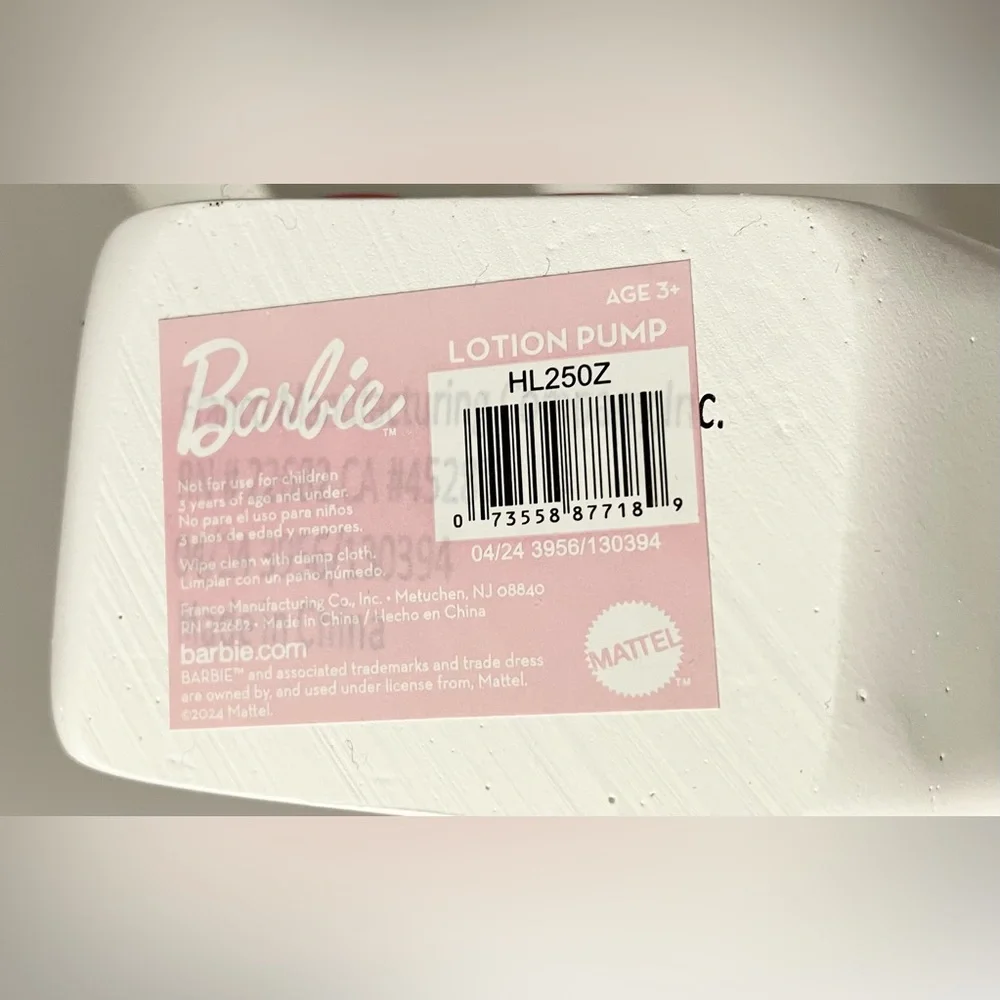 Official Barbie Pink “B” Monogram Soap/Lotion Dispenser – 11.69 oz